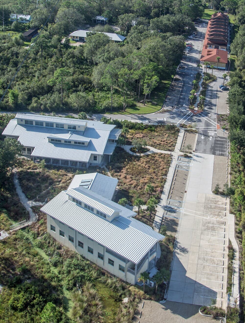 parking lot with new buildings